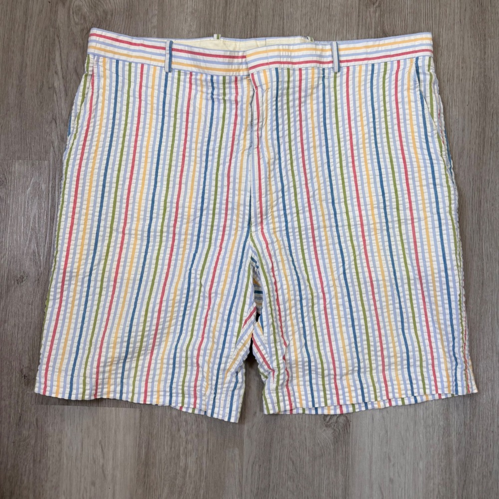 Corbin Mens Seersucker Shorts Size 42 Multi-Color Vertical Stripe Cotton Preppy